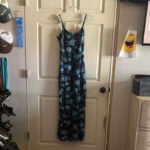 No Boundaries Black and Blue Floral Maxi Dress